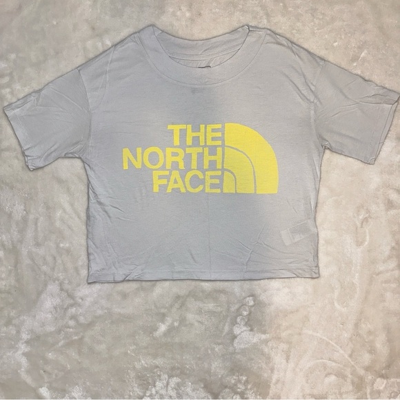 The North Face Cropped Yellow/Grey Graphic Thin Soft Tshirt Size XS - Picture 2 of 7
